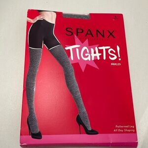 SPANX Marled Tights All Day Shaping Patterned Leg Size B Gray NEW